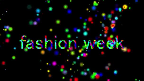 Цветные Распечатки Заставка Недели Моды Разноцветный Текст Большим Количеством Светящихся — стоковое видео