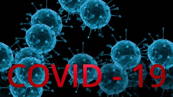 Grafische Animation Die Inschrift Coronavirus Covid Aus Der Sich Partikel — Stockfoto