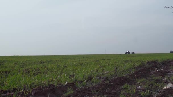 Plantar Semillas Campo Con Tractor Agricultura — Vídeo de stock