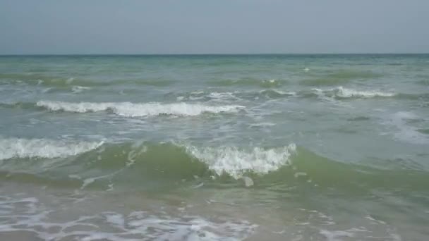 Берегова Лінія Малі Хвилі Котиться Берег — стокове відео