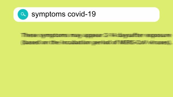 Coronavirus Covid Semptomlarının Video Animasyonları Hastalanırsam Yaparım Nüfus Için Bilgi — Stok video