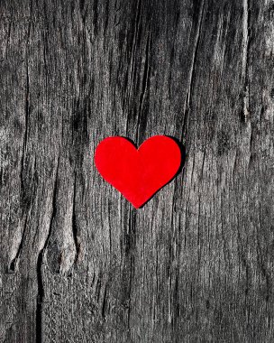 kırmızı kalp eski ahşap üzerinde fotokopi alanı, Sevgililer Günü