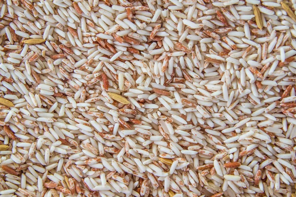以褐色有机水稻为背景的特写 — 图库照片