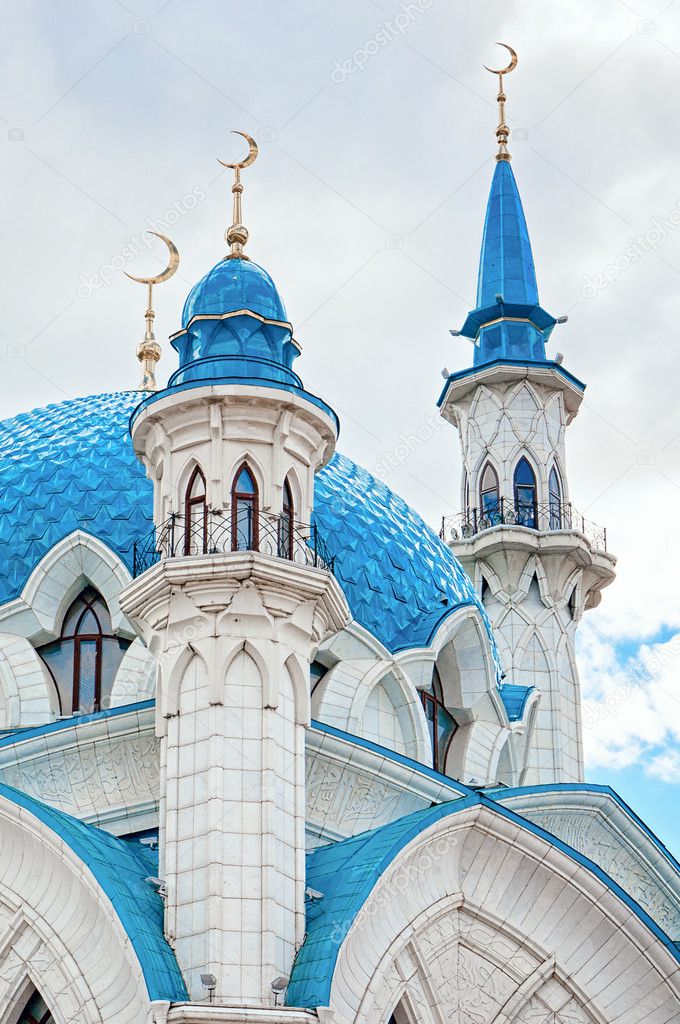 Kul Sharif mosque is largest in Europe. Russia. Kazan. Close up view.