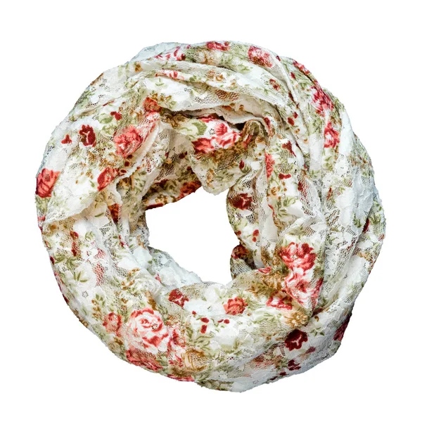 Lenço floral de seda isolado em branco — Fotografia de Stock