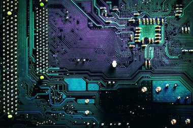 karanlık pcb kurulu entegre devre pc parçaları anakart chip işlemci doku arka plan