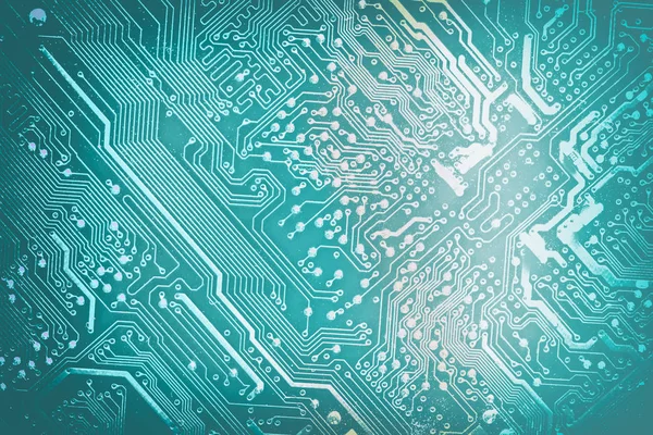 Circuit board. Elektronische computer hardware technologie. Digitale moederbord chip. Technische wetenschap achtergrond. Geïntegreerde communicatie processor. Informatietechniek. Blauwe kleur. — Stockfoto