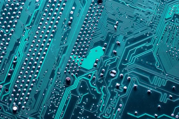 Blue circuit board or motherboard. — Stock Photo, Image