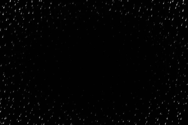 雨の秋のコンセプトです。黒い背景に落ちる雨滴は。雨の楕円形のフレーム。ただ描画モードを「スクリーン」に変更し、、それを使用します。上から下の均一液滴分布. — ストック写真