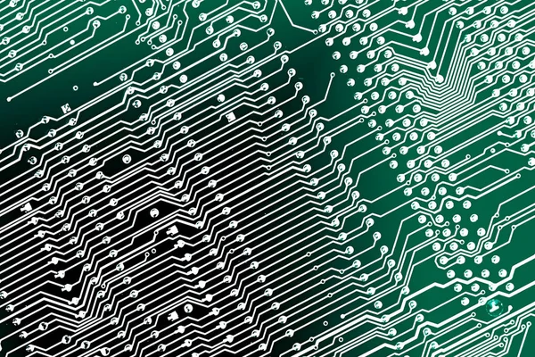 Diagonal mesh pattern of white lines of computer motherboard silhouette in dark green colors — Stock Photo, Image