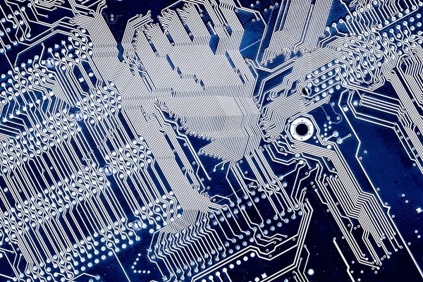 De systeemkaart van de computer, donkerblauw met witte silhouetten — Stockfoto