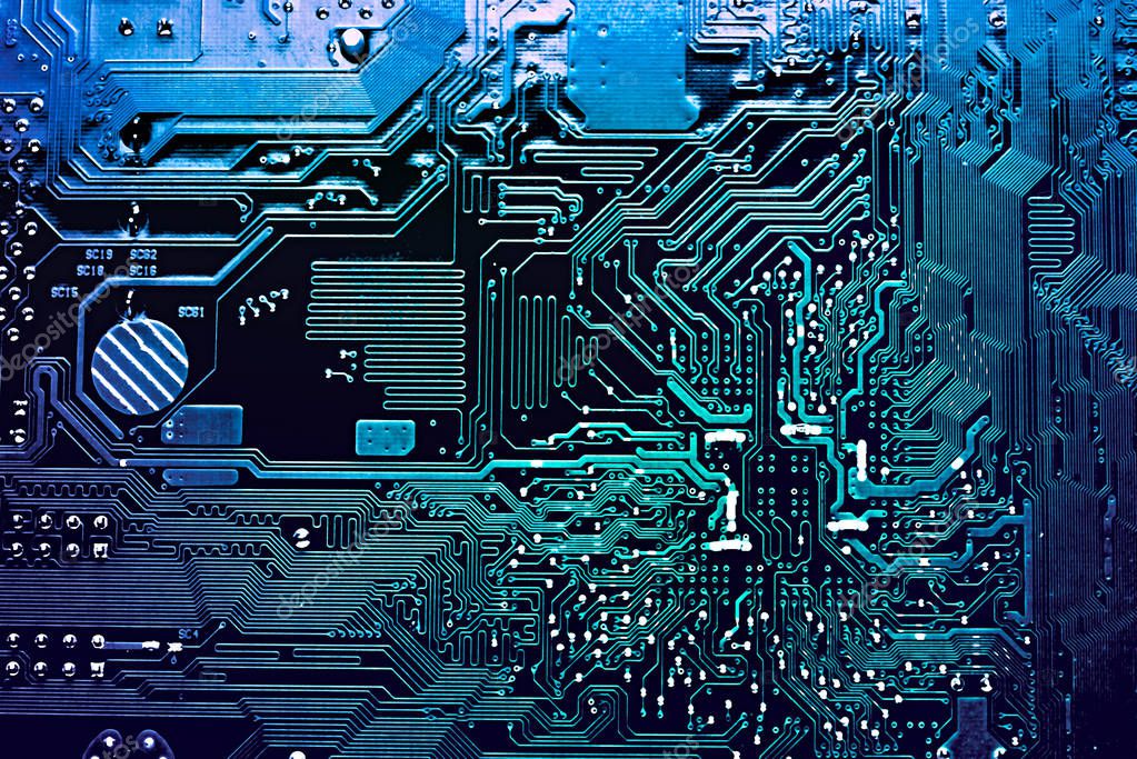 Blue circuit board, top view — Stock Photo © Elf+11 #139789214