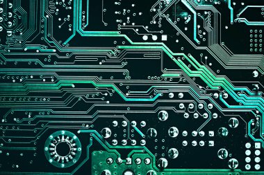 Circuit board. Electronic computer hardware technology. Motherboard digital chip. Tech science background. Integrated communication processor. Information engineering component. clipart