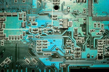 Anakart dijital çip. Devre kartı. Elektronik bilgisayar donanım teknolojisi.