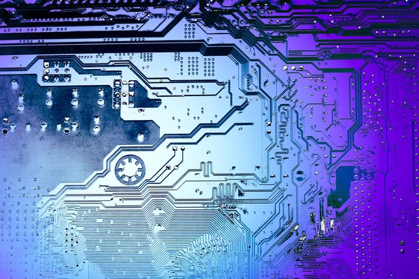 Leiterplatte. Elektronische Computer-Hardware-Technologie. Motherboard-Digitalchip. Technischer Hintergrund. Integrierter Kommunikationsprozessor. Komponente Informationstechnologie. — Stockfoto