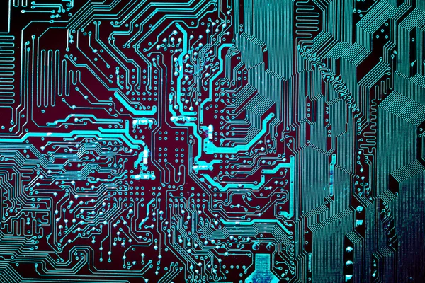 Circuit board. Electronic computer hardware technology. Motherboard digital chip. Tech science background. Integrated communication processor. Information engineering component. — Stock Photo, Image