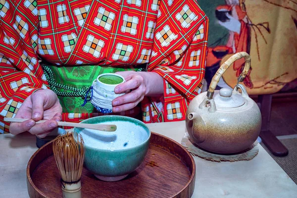 Mesa de cierre para la ceremonia del té japonés —  Fotos de Stock