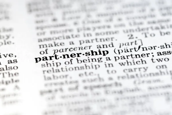 Definição de parceria de palavras no dicionário — Fotografia de Stock