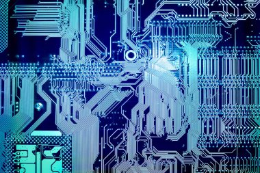 Anakart dijital çip. Devre kartı. Elektronik bilgisayar donanım teknolojisi.