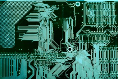 Anakart dijital çip. Devre kartı. Elektronik bilgisayar donanım teknolojisi.