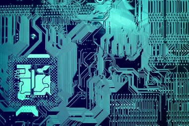 Anakart dijital çip. Devre kartı. Elektronik bilgisayar donanım teknolojisi.