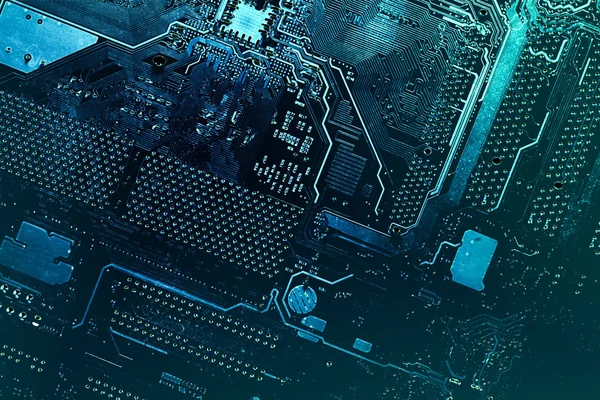 Anakart dijital çip. Devre kartı. Elektronik bilgisayar donanım teknolojisi.