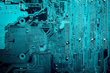 Anakart dijital çip. Devre kartı. Elektronik bilgisayar donanım teknolojisi.