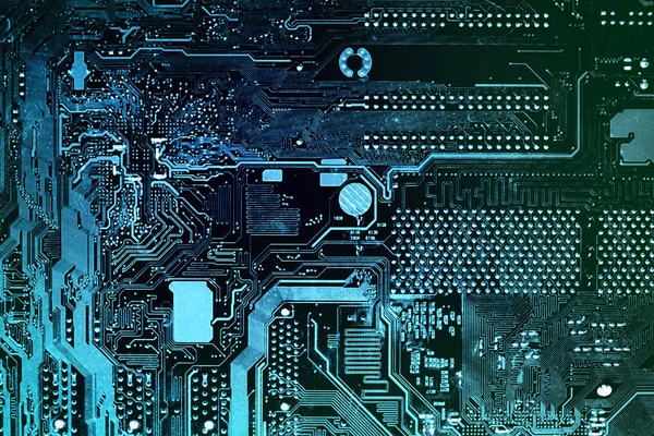 Moderkortet digital chip. Kretskort. Elektroniska dator hårdvara teknik. — Stockfoto