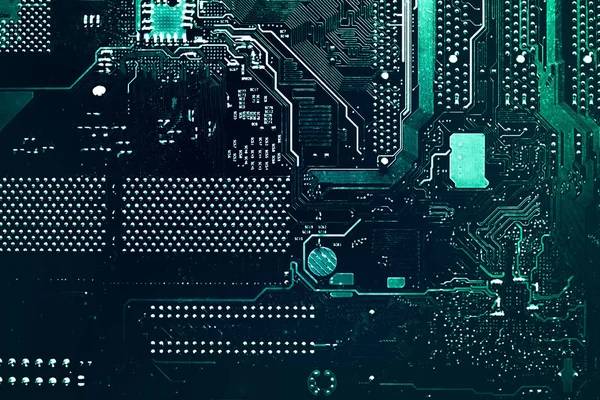 Chip digital de la placa base. Placa de circuito. Tecnología electrónica de hardware informático . —  Fotos de Stock