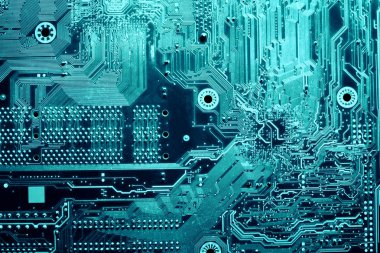 Anakart dijital çip. Devre kartı. Elektronik bilgisayar donanım teknolojisi.