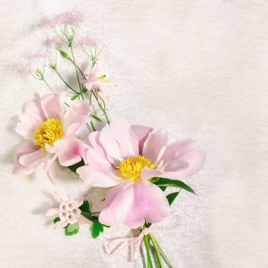 ağaç Şakayık ve hafif pembe renklerde kır çiçekleri gibi