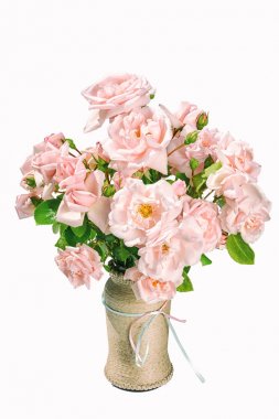 Beyaz arka plan üzerinde izole gülleri sarmaşık Pembe buket