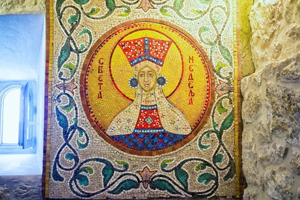 Ostrog, Montenegro - 4 September 2017: mosaik på väggen i klostret Ostrog i Montenegro — Stockfoto