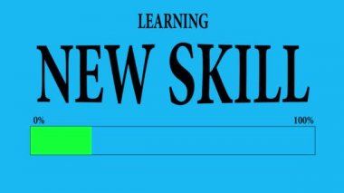 İlerleme çubuğu yükleme metin ile: yeni beceri öğrenme.