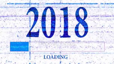 İlerleme çubuğu yükleme metin ile: 2018, tv gürültü müdahale kötü sinyal beyaz arka plan üstüne, sen-ebilmek eklemek senin kendi yerine