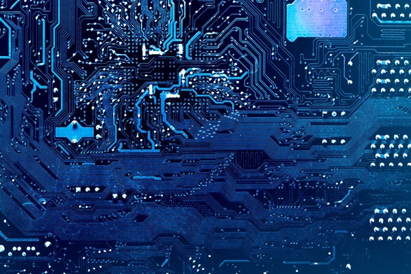 Dunkler Hintergrund der Silhouette des Computermotherboards für die Gestaltung des Firmenstandorts. Leiterplatte. elektronische Computer-Hardware-Technologie. Motherboard-Digitalchip. — Stockfoto