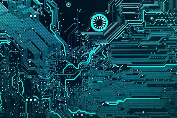 Fond sombre de la silhouette de la carte mère de l'ordinateur pour la conception du site informatique de l'entreprise. Circuit. Technologie du matériel informatique électronique. Carte mère puce numérique . — Photo