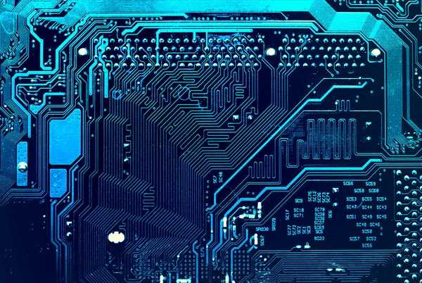 Dark background of the silhouette of the computer motherboard for the design of the company's IT site. Circuit board. Electronic computer hardware technology. Motherboard digital chip. — Stock Photo, Image