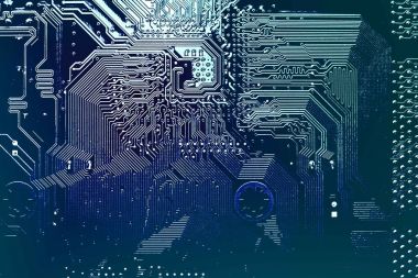 Koyu arka plan bilgisayar ana şirketin bu site tasarımı için silueti. Devre kartı. Elektronik bilgisayar donanım teknolojisi. Anakart dijital çip.