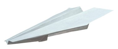 Kağıt uçak beyaz arkaplanda izole edildi