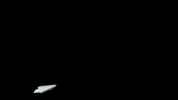 Papier origami avion décollage faire boucle isolé sur fond noir  