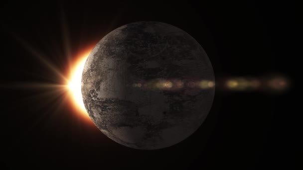 Animation des Planeten mit Atmosphäre und einer darüber aufgehenden Sonne — Stockvideo