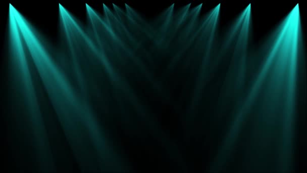 Green spotlights lighting flare animation on a dark background, abstract — Stock Video