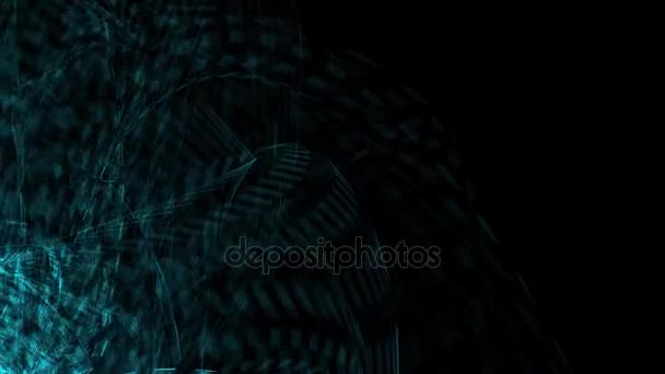 복사 공간 검은 배경에 녹색 기하학적 라인과 형태 애니메이션 추상 기술 패턴 — 비디오