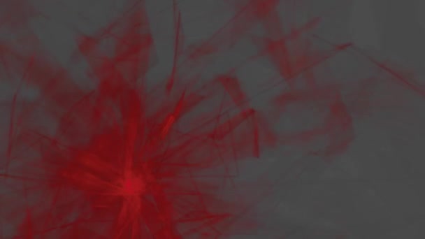 빨간 삼각형 및 회색 배경에 비 산 파편과 그림자의 형태로 라인의 추상 애니메이션. — 비디오