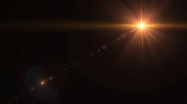Soyut güneş patlaması siyah arka plan dijital lens flare ile