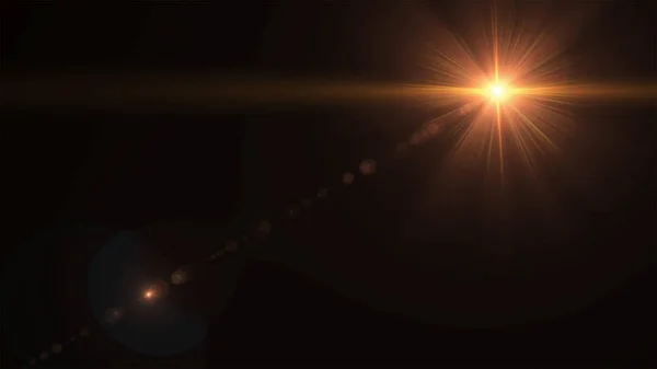 Abstract sun burst with digital lens flare on the black background — Stock Photo, Image