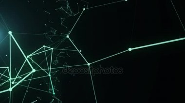 Çokgen alanı düşük Poli karanlık fütüristik bilim arka plan animasyon noktalar ve çizgiler bağlanma ile soyut. Bağlantı yapısı. 