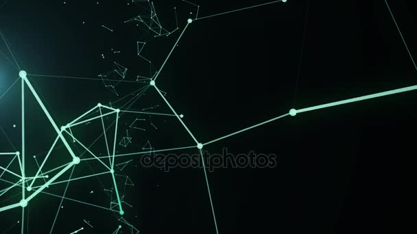 Abstract polygonal space low poly dark futuristic science background animation with connecting dots and lines. Connection structure. — Stock Video