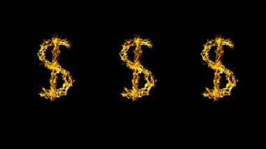 Yanıp sönen çizgiler şeklinde üç dolar işaretleri, çizilmiş doodle